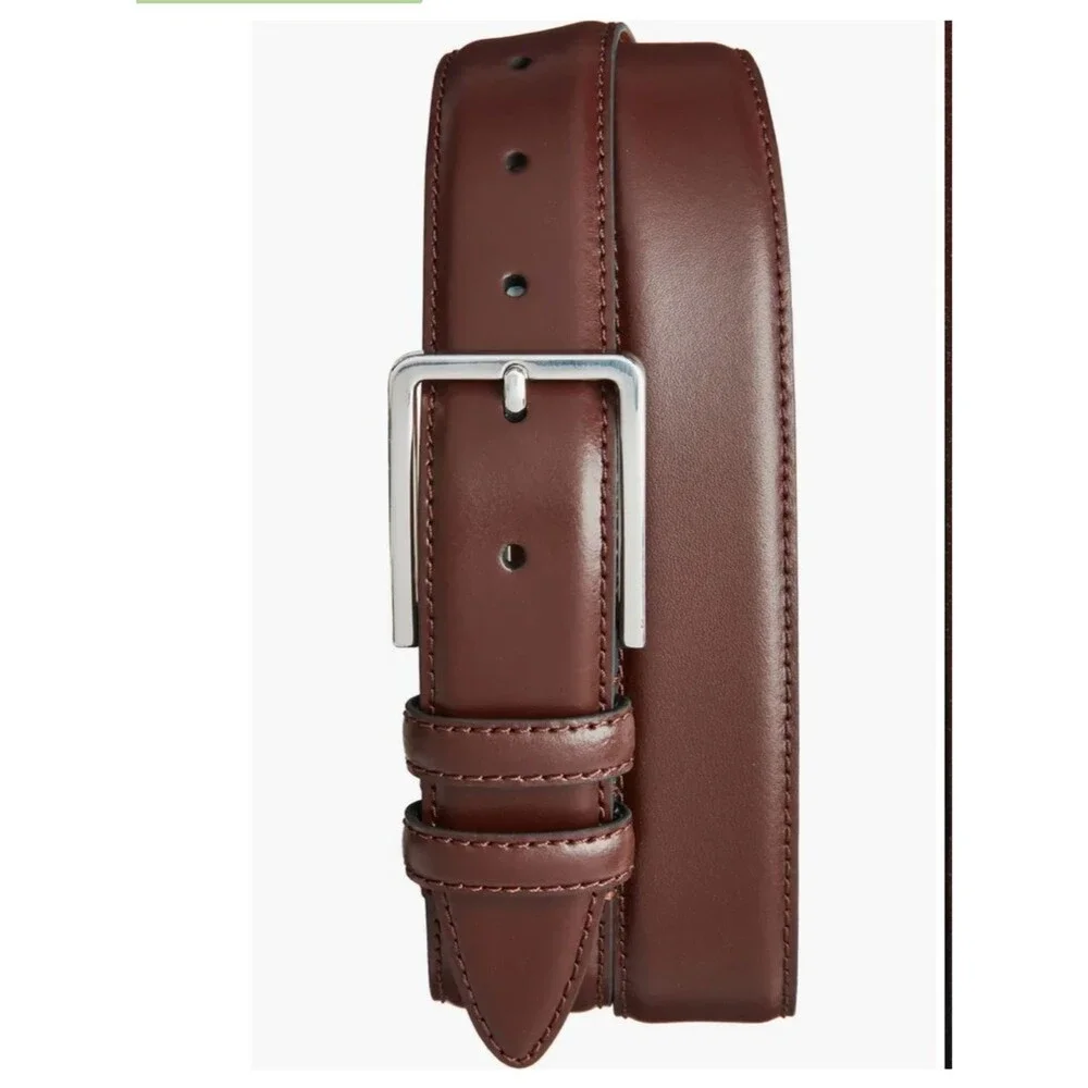 Men's Nordstrom Classic Brown genuine Leather Belt w/ Silver Buckle size 42 New